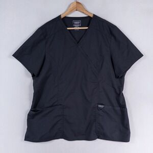 Cherokee Workwear Scrub Top Womens 2XL Gray Stretch Revolution Mock Wrap Medical